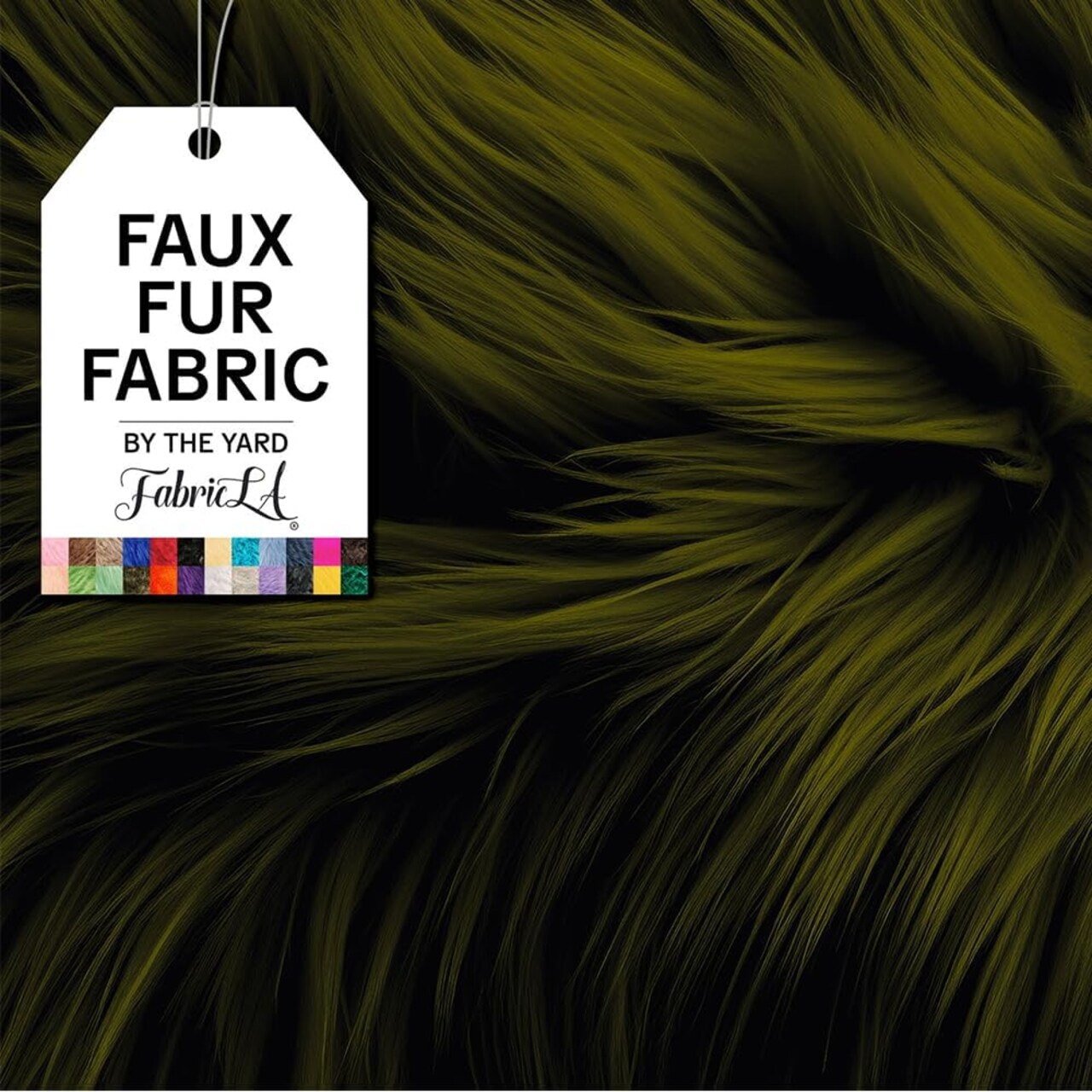 FabricLA | Shaggy Faux Fur | Fabric by The Yard | 36" X 60" Inch Wide | Craft Furry Fabric | Sewing, Apparel, Rugs, Pillows & More | Faux Fluffy Fabric | Olive, 1 Yard